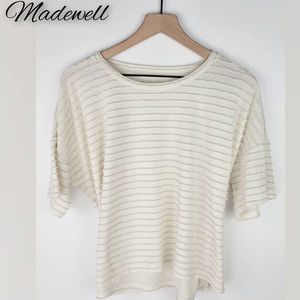 Madewell Fringe Stripe Cream Top - Large
